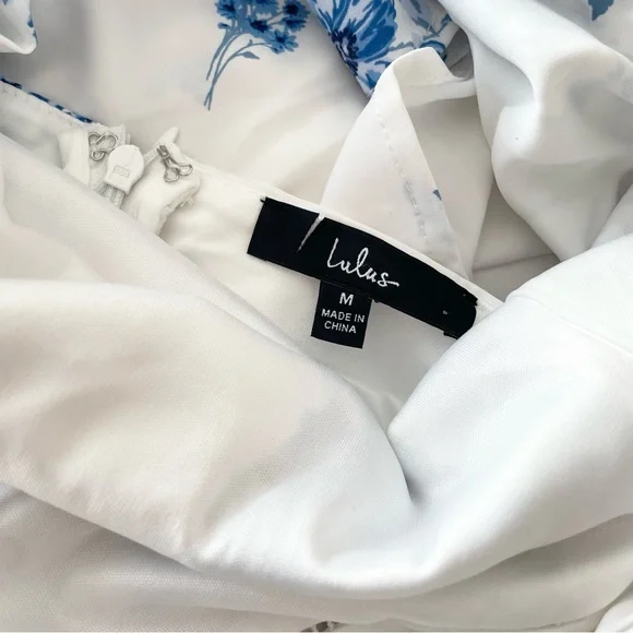 Lulu's White and Blue Floral Midi Dress - Picture 4 of 9